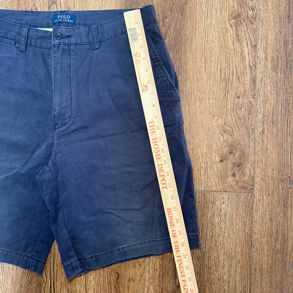 Polo Ralph Lauren Mens Navy Blue Cotton Chino Shorts‎ Size 33 Flat Front Classic